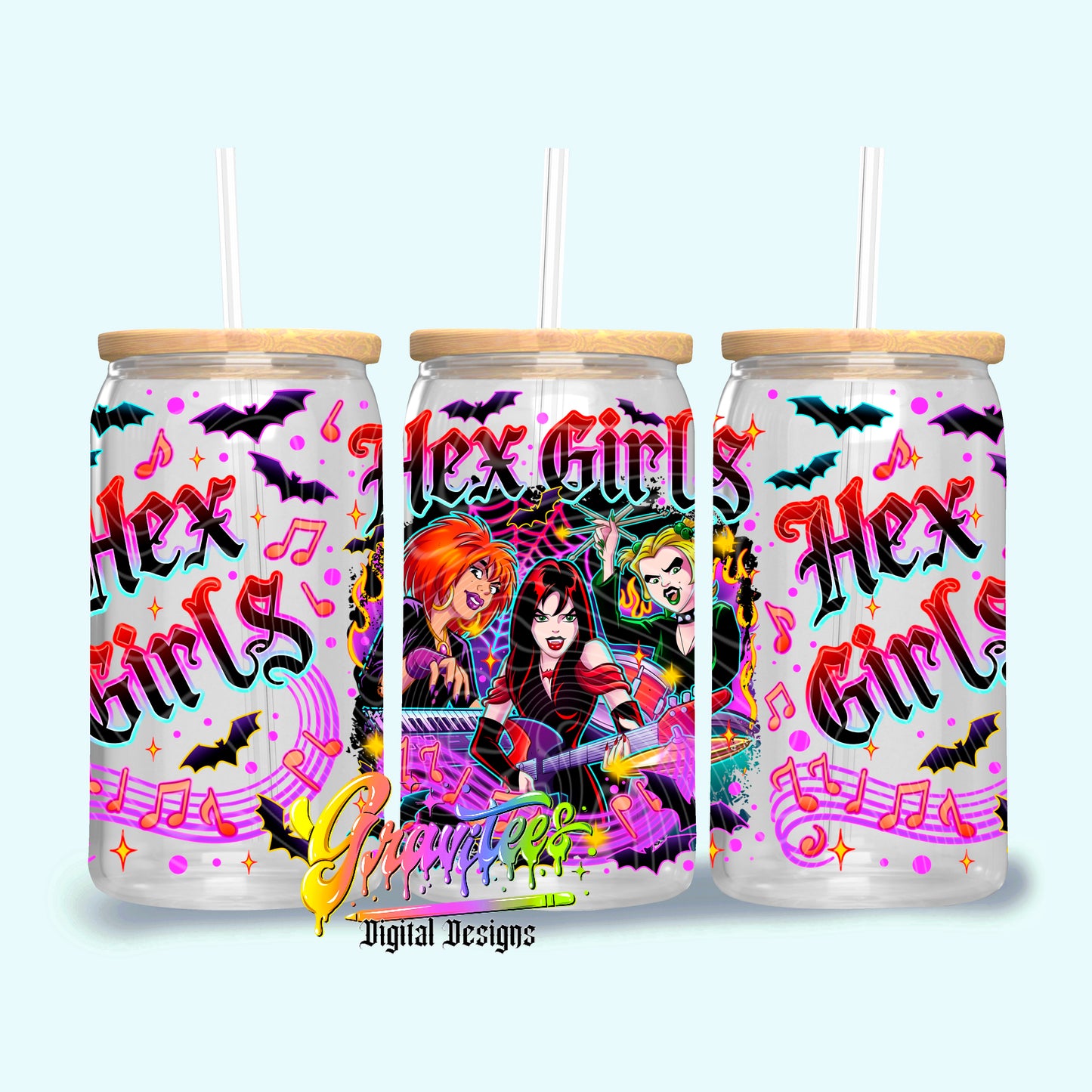 Witch Girls 16oz Tumbler Template Png for UVDTF or Sublimation Printing, PNG Only!