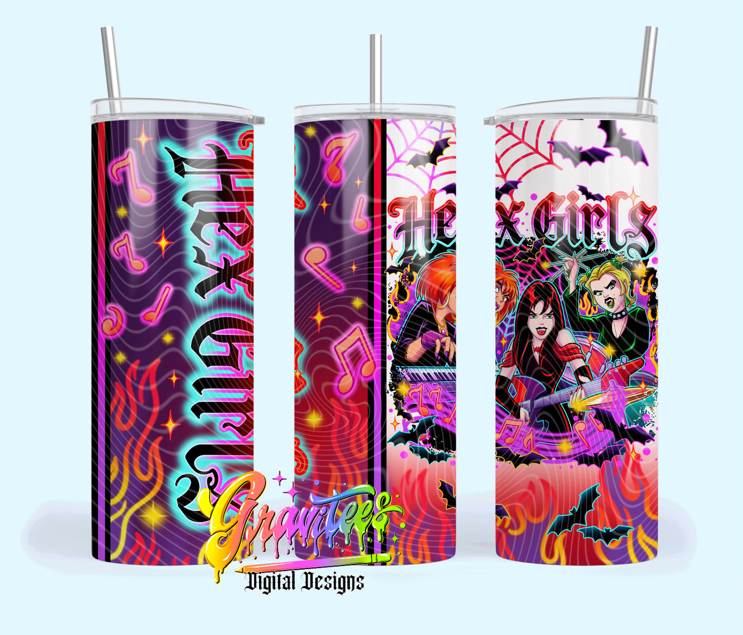 Witch Girls 20oz Tumbler Template Png for UVDTF or Sublimation Printing, PNG Only!