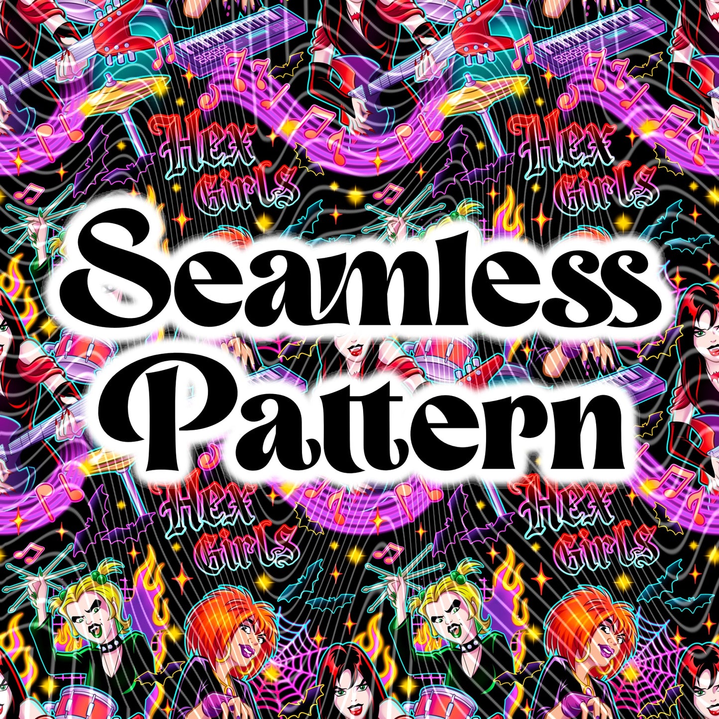 Witch Girls Seamless Design Png for UVDTF or Sublimation Printing, PNG Only!