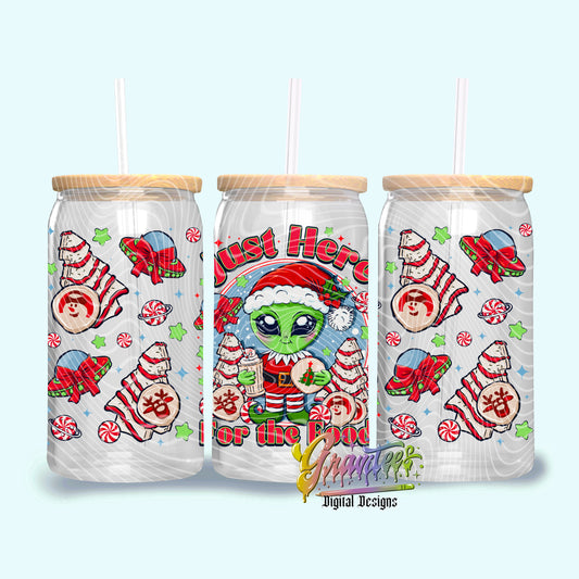 Alien Food Christmas 16oz Tumbler Template Design PNG, Christmas Design for UVDTF or Sublimation Printing PNG Only!
