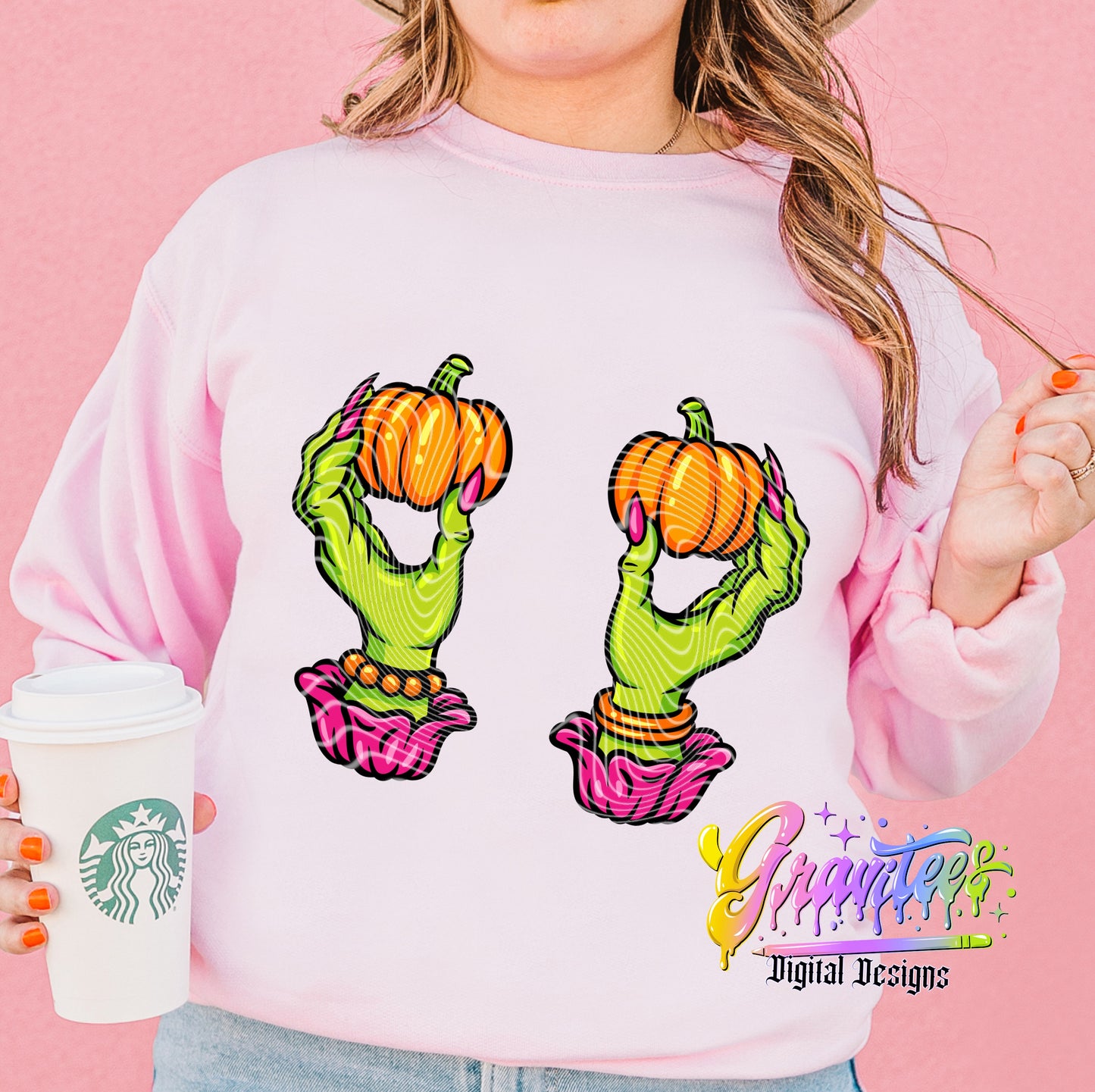 Pumpkins Witch Hands Design Png for DTF or Shirt Printing, PNG Only!