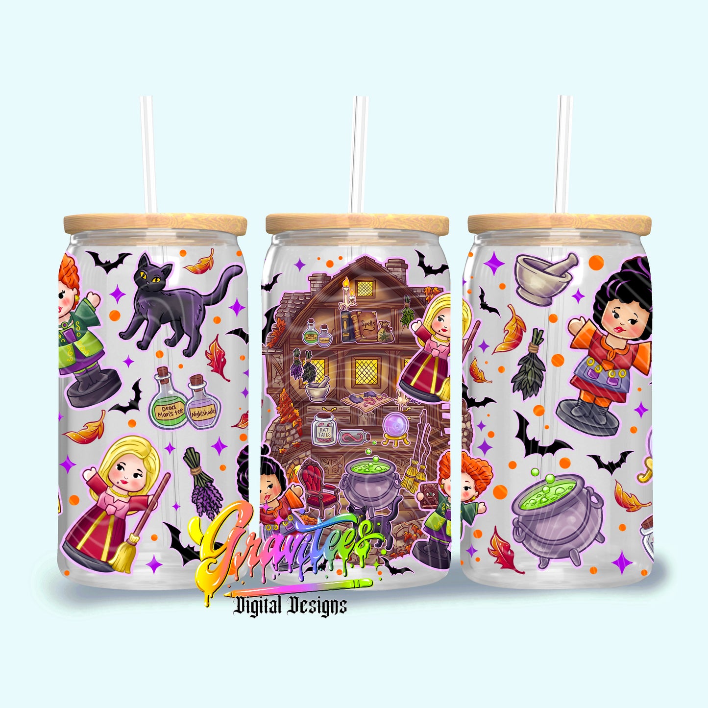 Pocket Witches 16oz Tumbler Template Png for UVDTF or Sublimation Printing, PNG Only!