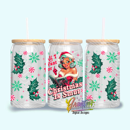 Smut Elf (3 skin tones) Christmas 16oz Tumbler Template Design PNG, Christmas Design for UVDTF or Sublimation Printing PNG Only!