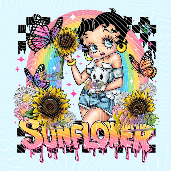 Sunflower Spring Design Png, Cartoon Spring Clipart, Trendy Spring Clipart, Clipart for DTF or Shirt Printing, PNG Only!