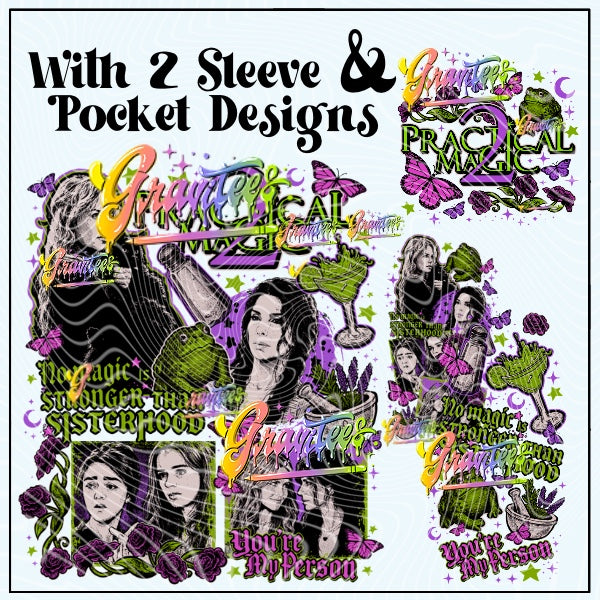 Magic Sisterhood With Sleeve & Pocket Designs Png for DTF or Shirt Printing, PNG Only!
