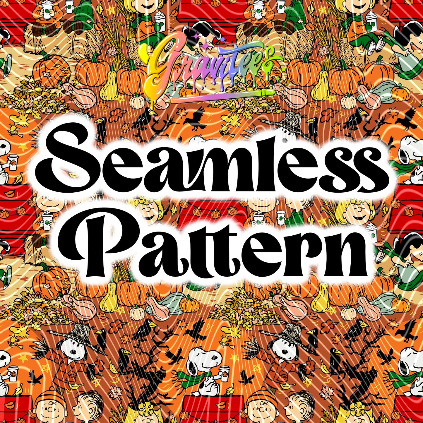 Fall Coffee Crew Seamless Design Png for DTF or Shirt Printing, PNG Only!