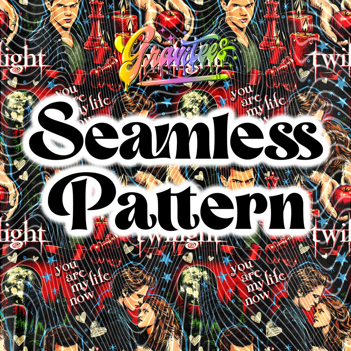 Vampire Lovers Seamless Design Png for DTF or Shirt Printing, PNG Only!