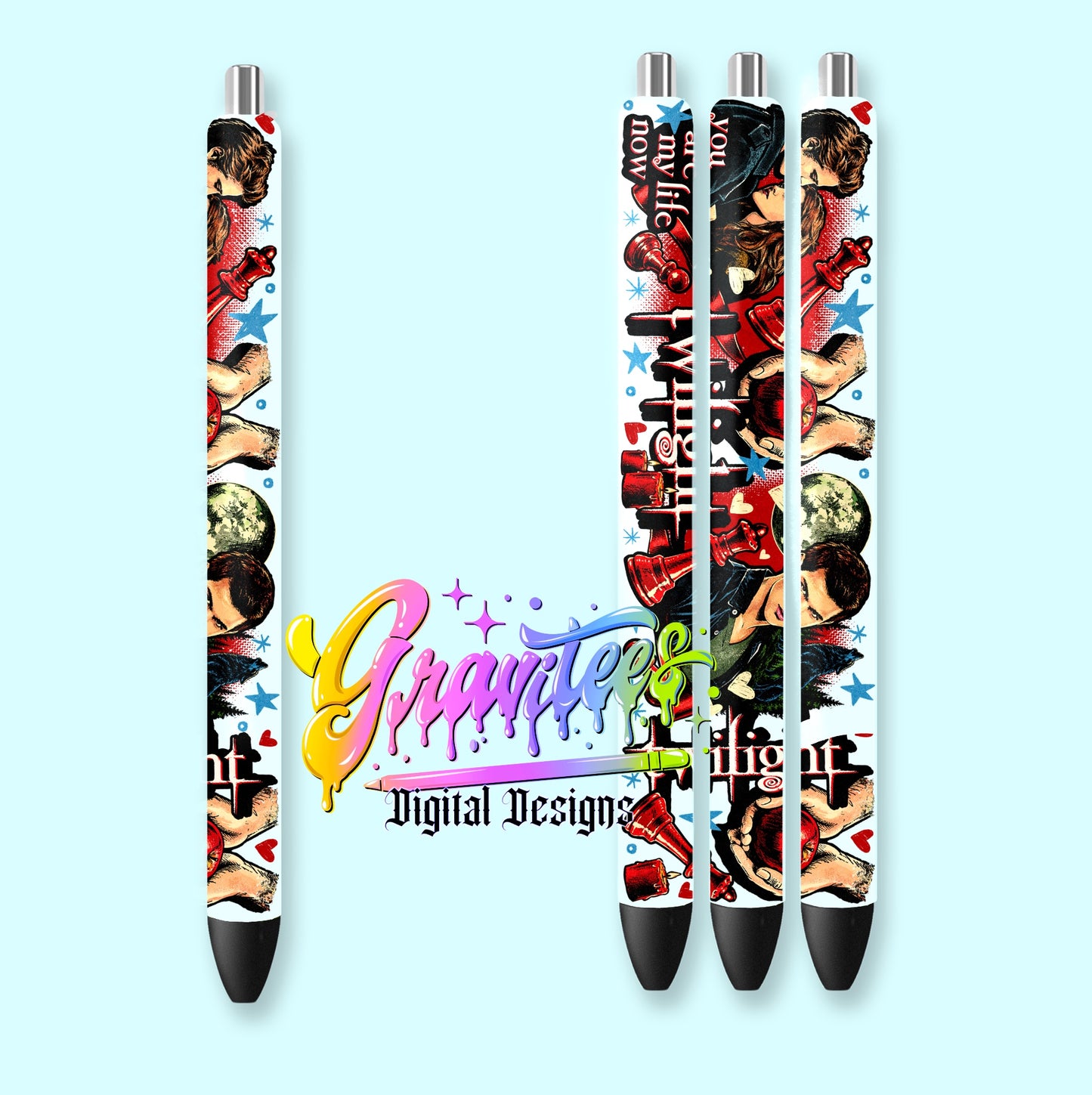 Vampire Lovers Pen Wrap Template Png for UVDTF or Sublimation Printing, PNG Only!