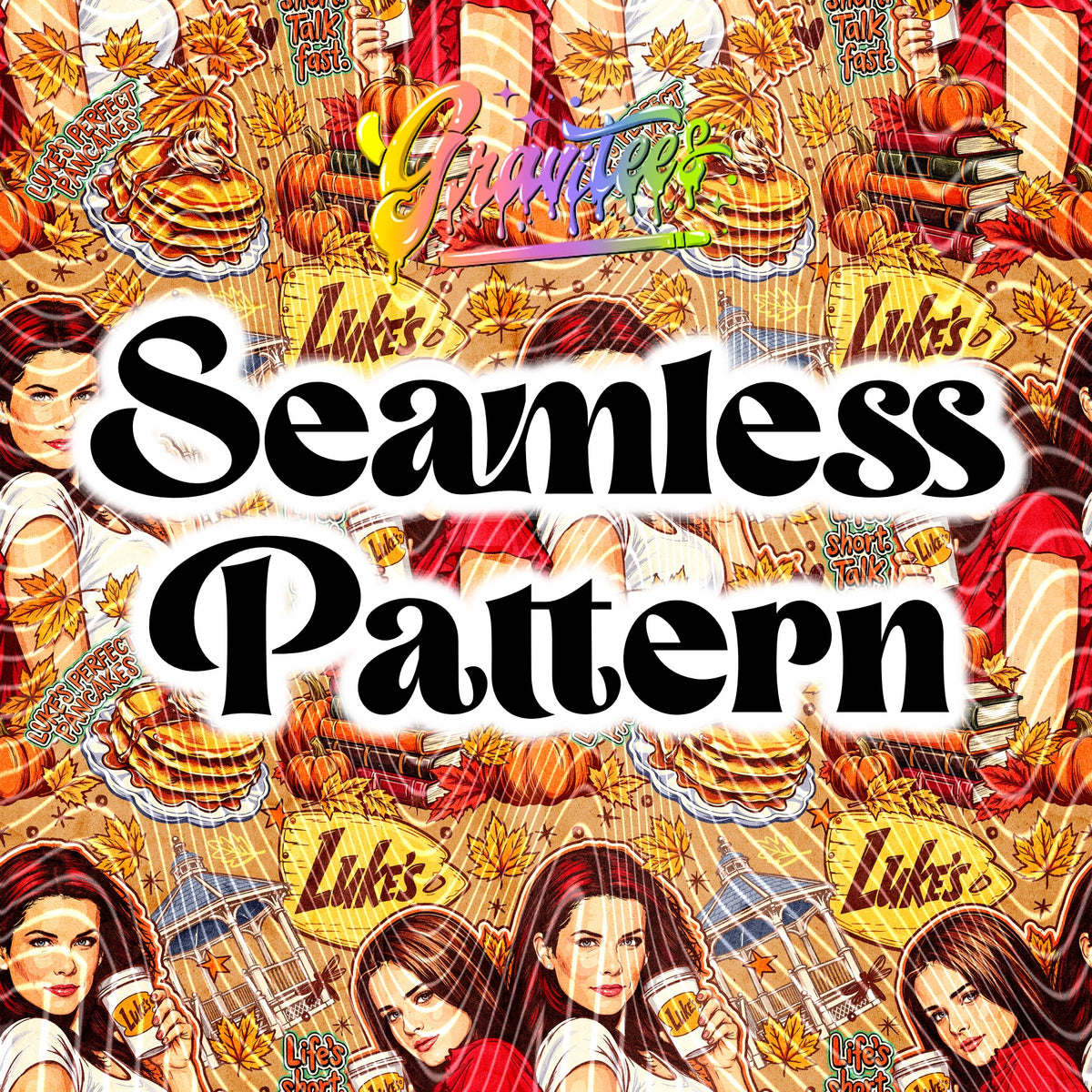 Coffee Shop Girls Seamless Design Png for DTF or Shirt Printing, PNG Only!