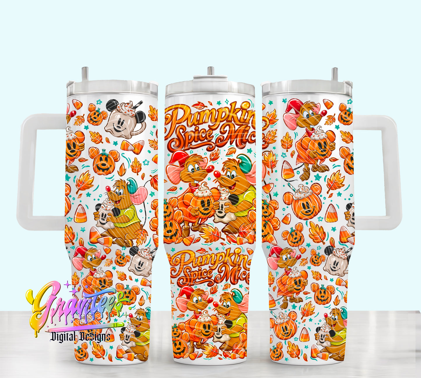 Pumpkin Mice Design 40oz Tumbler Template Design PNG,  for UVDTF or Sublimation Printing PNG Only!!