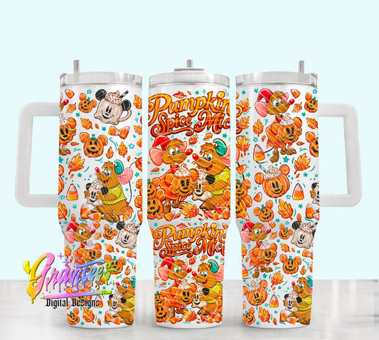 Pumpkin Mice Design 40oz Tumbler Template Design PNG,  for UVDTF or Sublimation Printing PNG Only!!