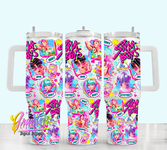 Demon Boys Design 40oz Tumbler Template Design PNG,  for UVDTF or Sublimation Printing PNG Only!!