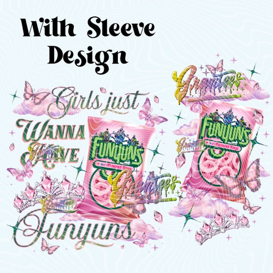 Girls Just Wanna Have Fun Chips Design with Sleeve Design for DTF or Sublimation Shirt Printing, PNG Only