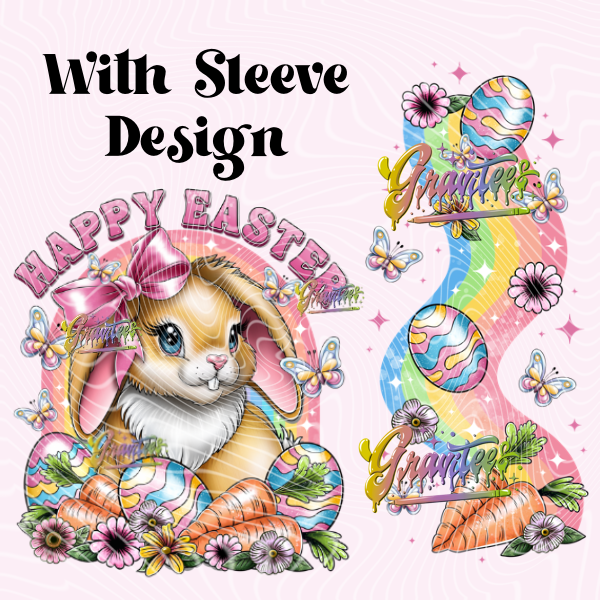 Easter Bunny with Sleeve Design Png, Easter Spring Clipart, Trendy Bunny Clipart, Clipart for DTF or Shirt Printing, PNG Only!