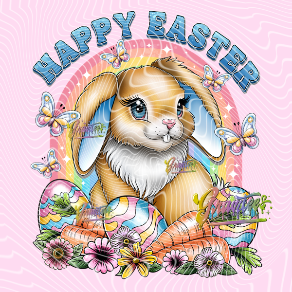 Easter Bunny Spring Design Png, Easter Spring Clipart, Trendy Bunny Clipart, Clipart for DTF or Shirt Printing, PNG Only!