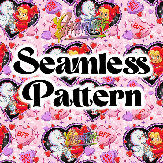 Ghost Friends Seamless Design ,  Valentine Design, Trendy Valentine for DTF  or Sublimation Shirt Printing, PNG Only!