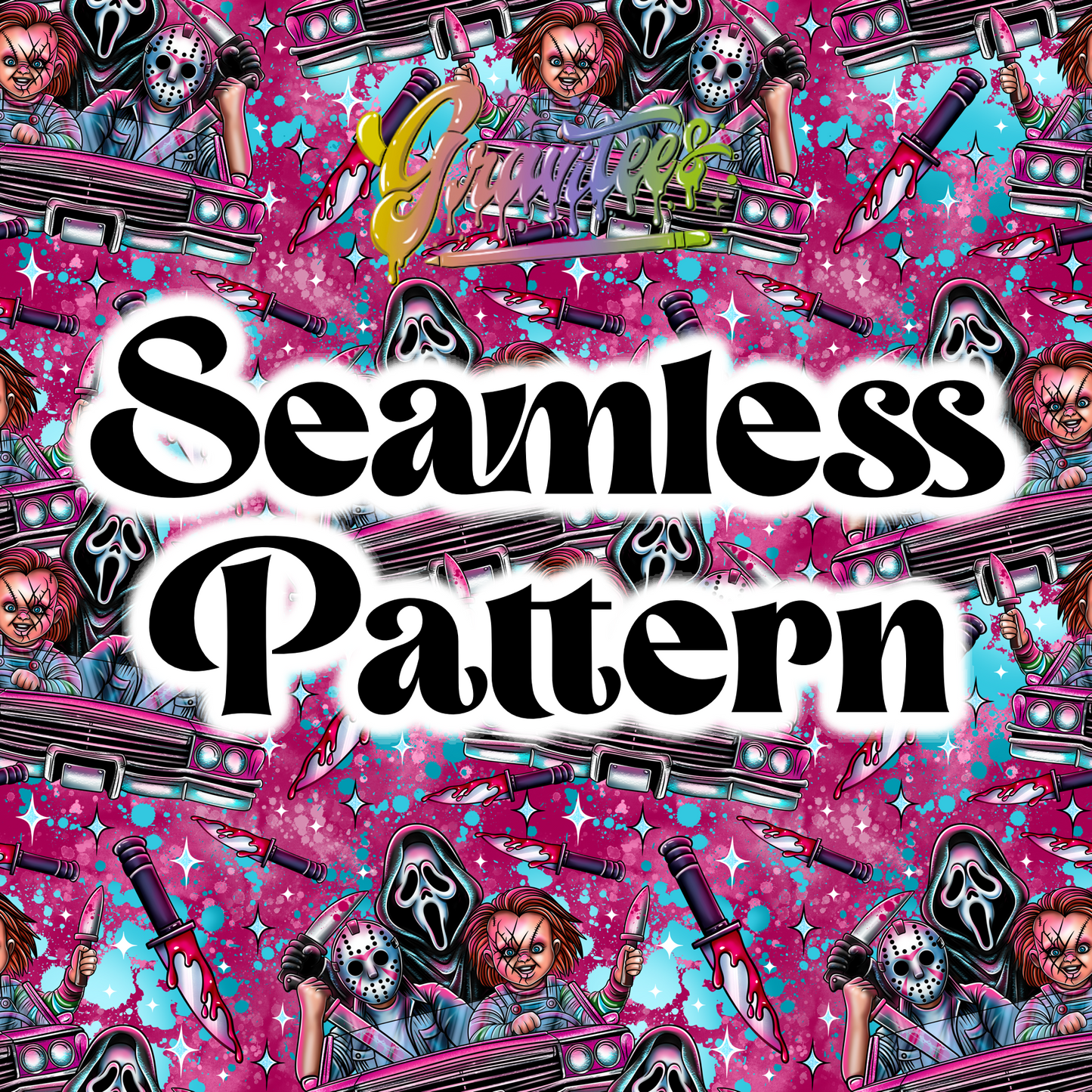 Get In Loser Horror Seamless Design Png, Slasher Clipart, Trendy Horror Clipart for DTF or Shirt Printing, PNG Only!
