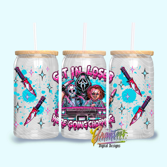 Get In Loser Horror Libbey Template Design Png,  Trendy Horror Libbey Template for UVDTF or Sublimation Printing, PNG Only!