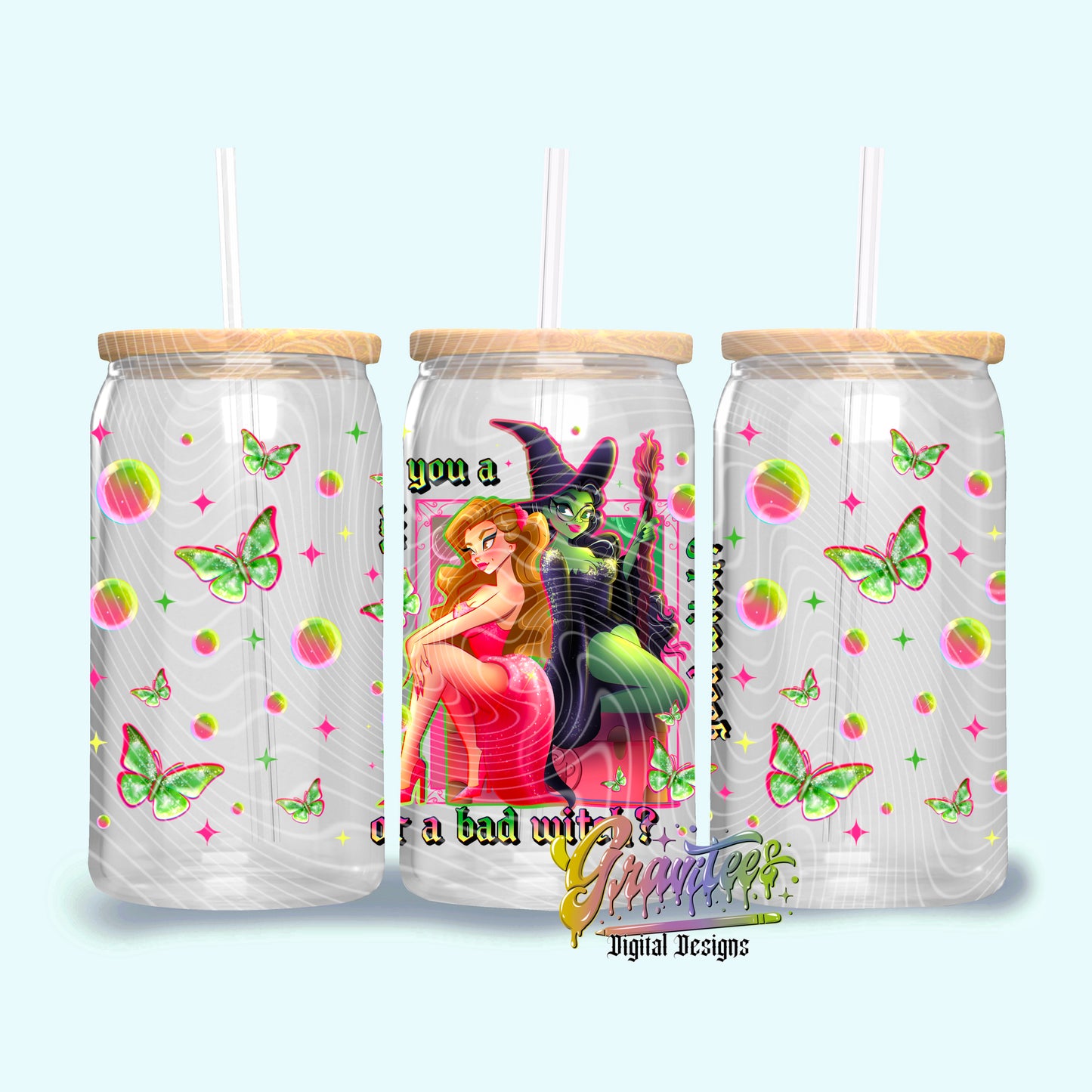 Good Or Bad Witch Friends 16oz Tumbler Template Design PNG, for UVDTF or Sublimation Printing PNG Only