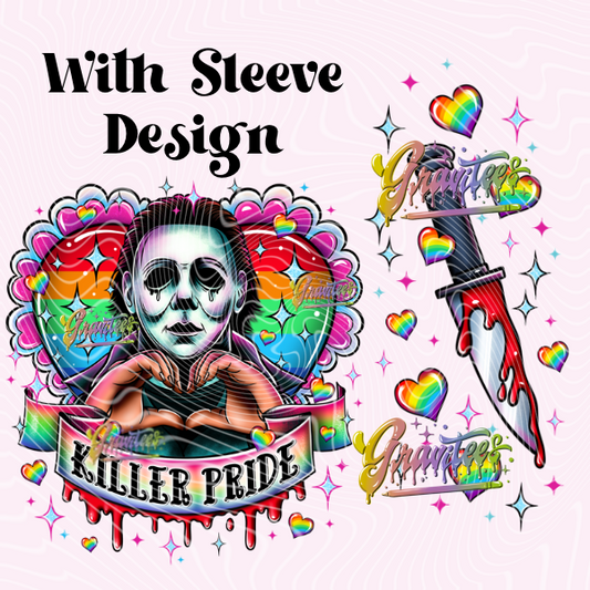 Killer Pride with Sleeve Design Png, Pride Clipart, Horror Pride Clipart, Clipart for DTF or Shirt Printing, PNG Only!