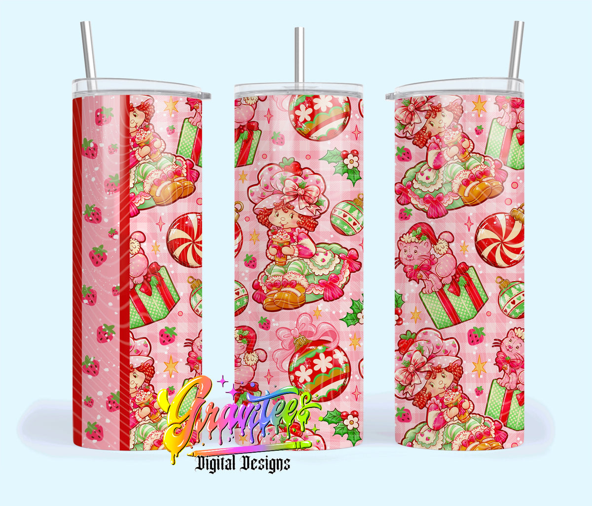Berry Christmas 20oz Tumbler Template Png for UVDTF or Sublimation Printing, PNG Only!