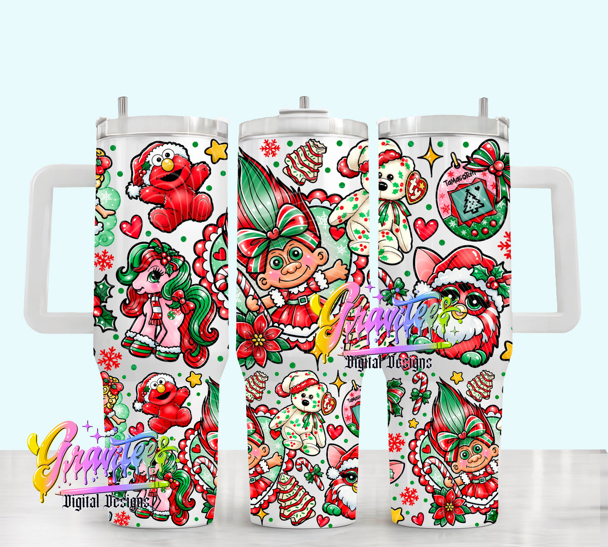 90’s Christmas Collage 40oz Tumbler Template Png for UVDTF or Sublimation Printing, PNG Only!
