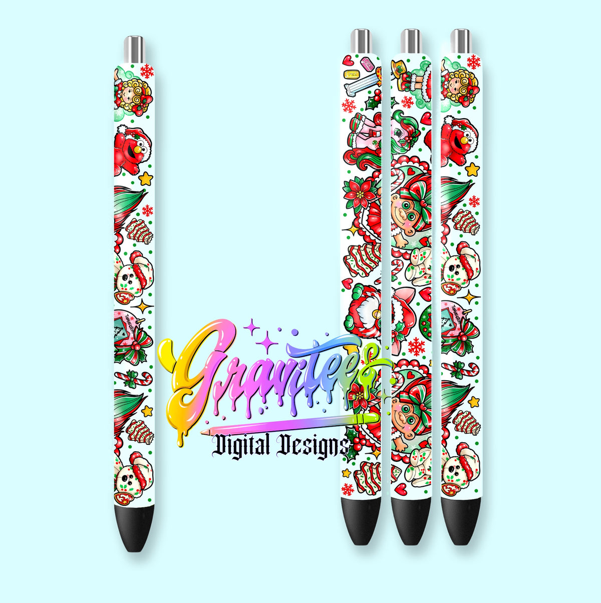 90’s Christmas Collage Pen Wrap Design Png for DTF or Shirt Printing, PNG Only!