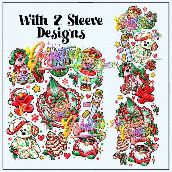 90’s Christmas Collage With Two Sleeve Designs Png for DTF or Shirt Printing, PNG Only!