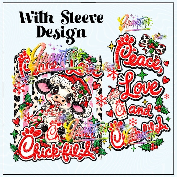 Peace Love & Chicken With Sleeve Png for DTF or Shirt Printing, PNG Only!