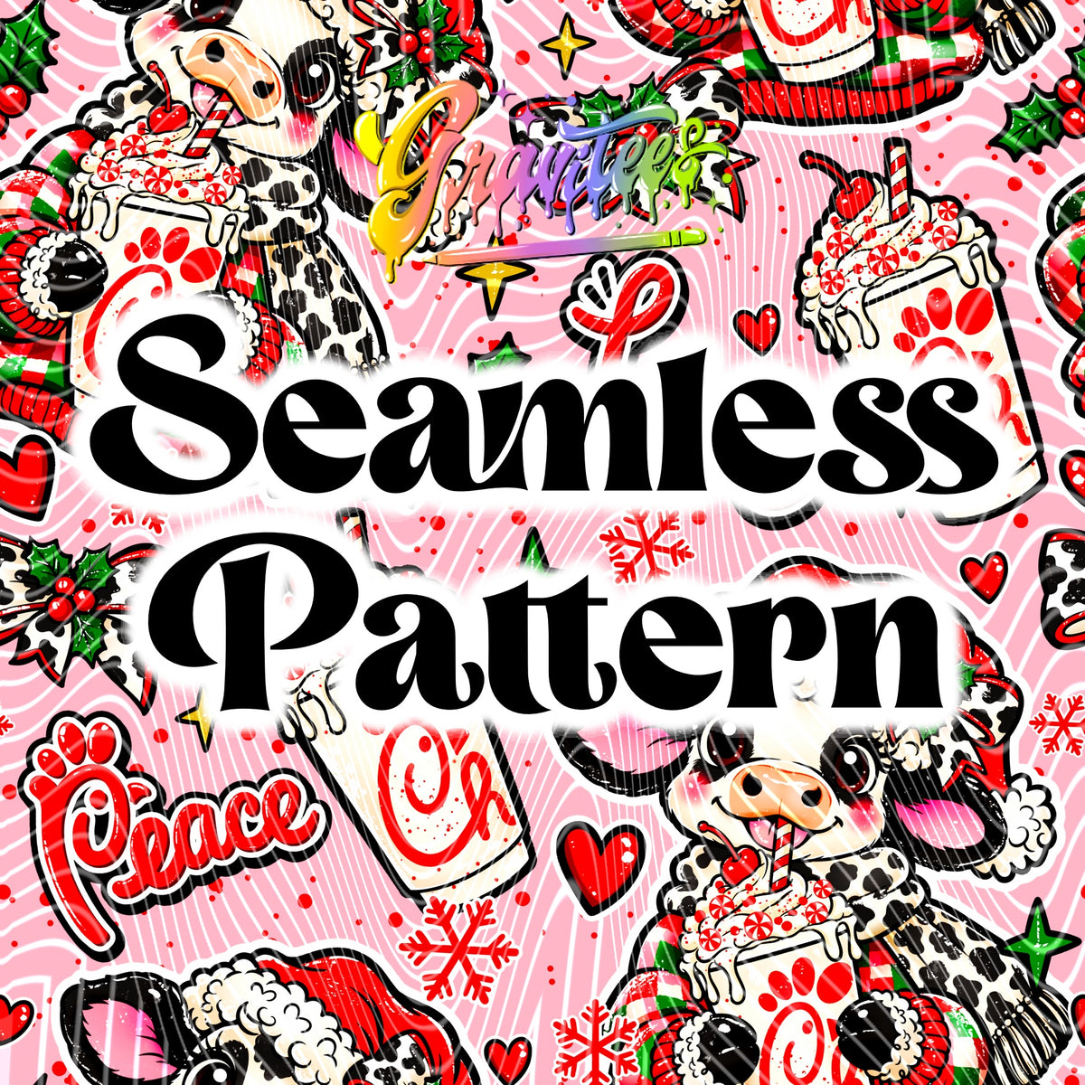 Peace Love & Chicken Seamless Design Png for DTF or Shirt Printing, PNG Only!