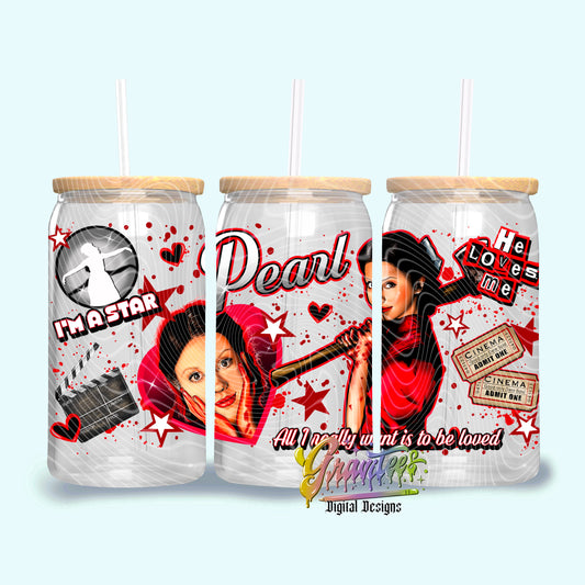 Star Horror 16oz Tumbler Template Design PNG,  for UVDTF or Sublimation Printing PNG Only