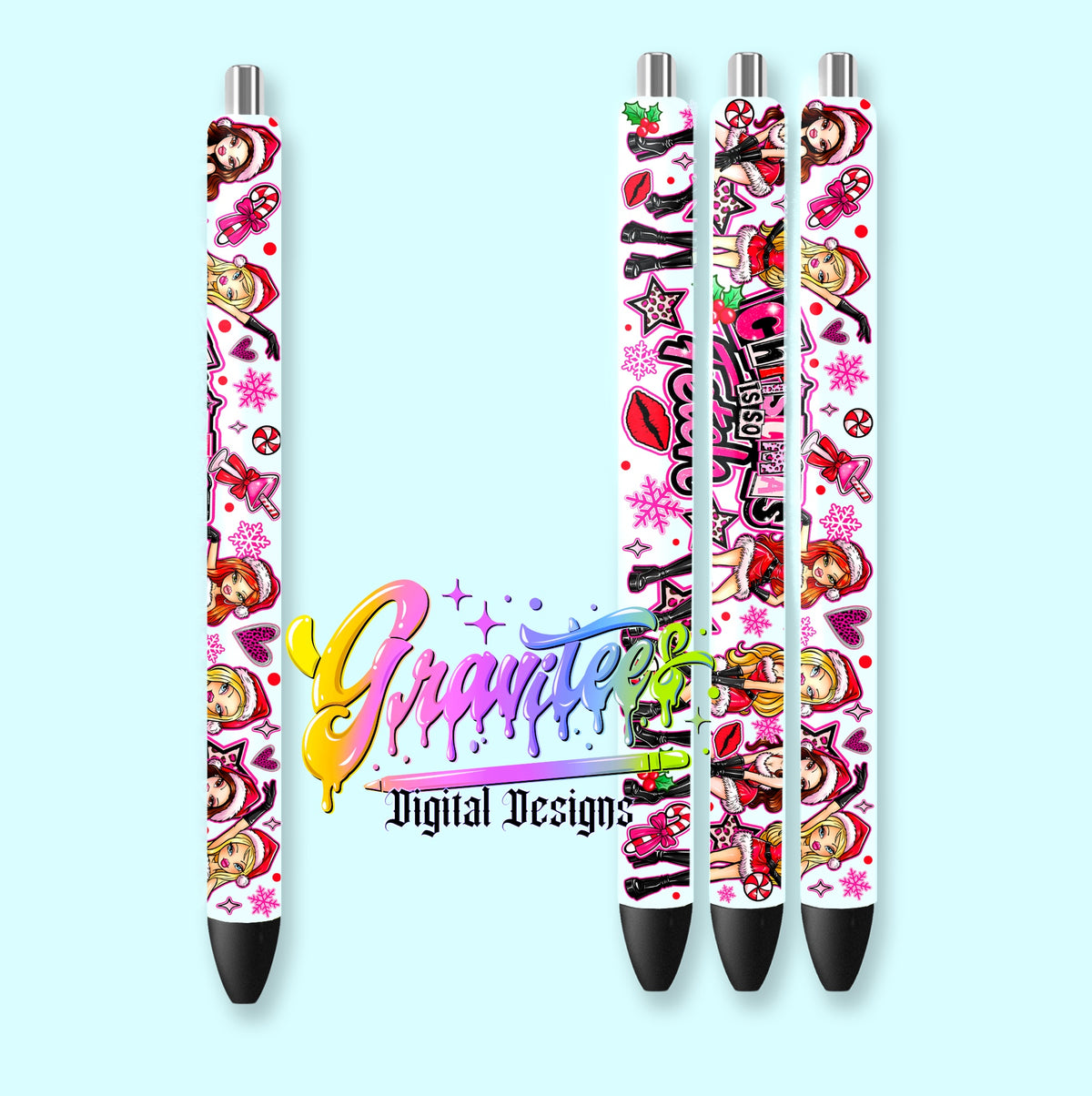 Fetch Christmas Dolls Pen Wrap Design Png for DTF or Shirt Printing, PNG Only!