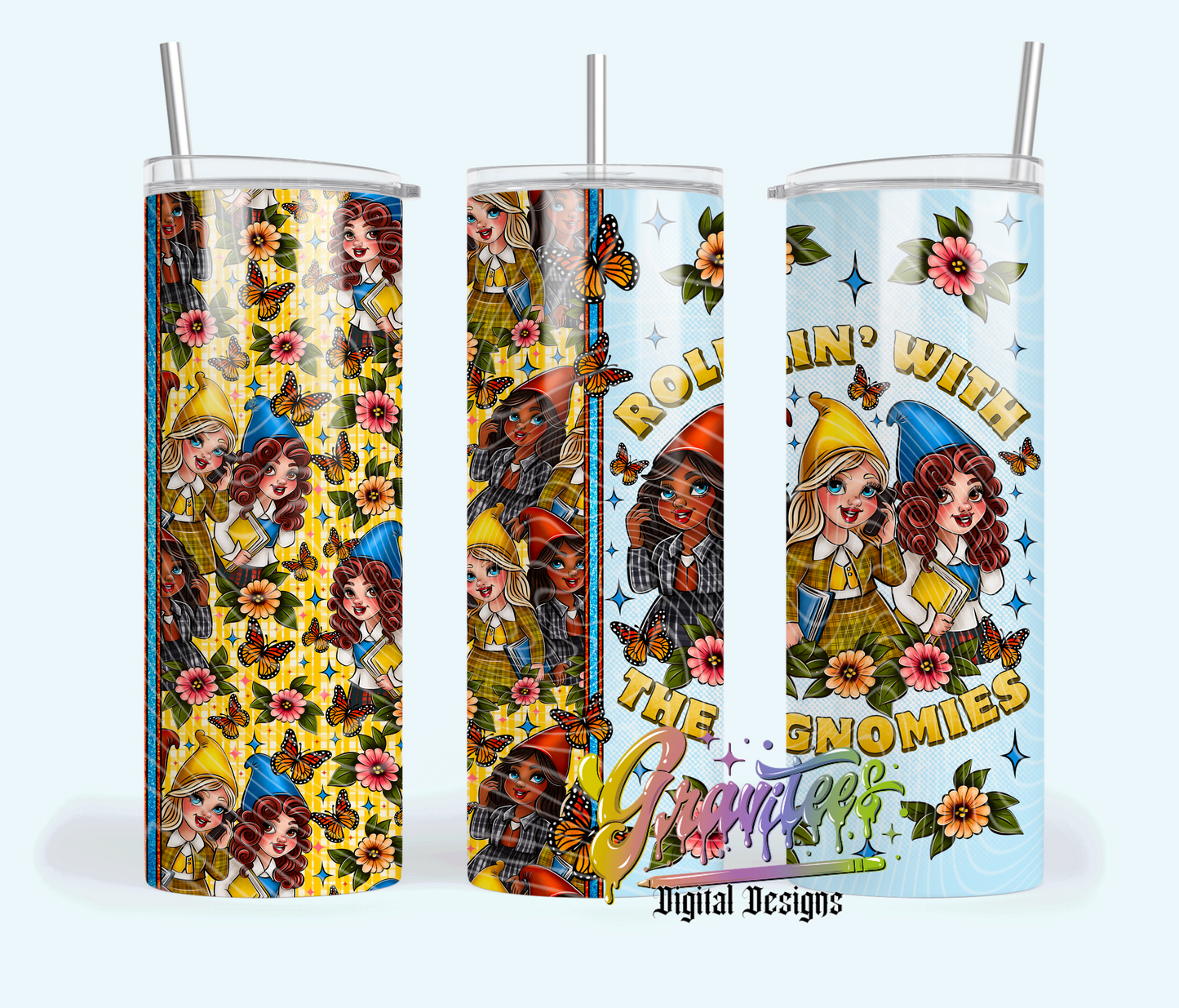 Gnomies Skinny Tumbler Design Png, Trendy Gnomies Skinny Tumbler Template for UVDTF or Sublimation Printing, PNG Only!