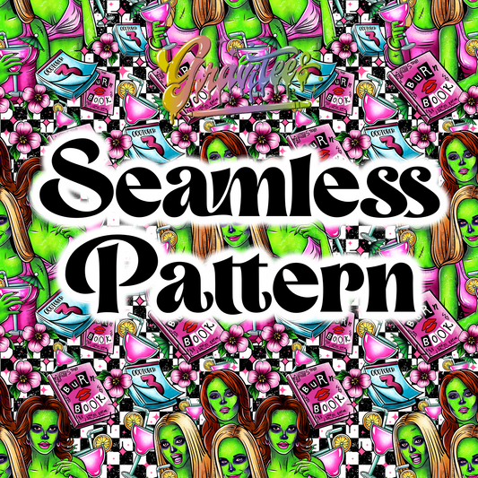 Mean Ghouls Seamless Design Png, Mean Ghouls Clipart, Trendy Horror Clipart for DTF  or Shirt Printing, PNG Only!