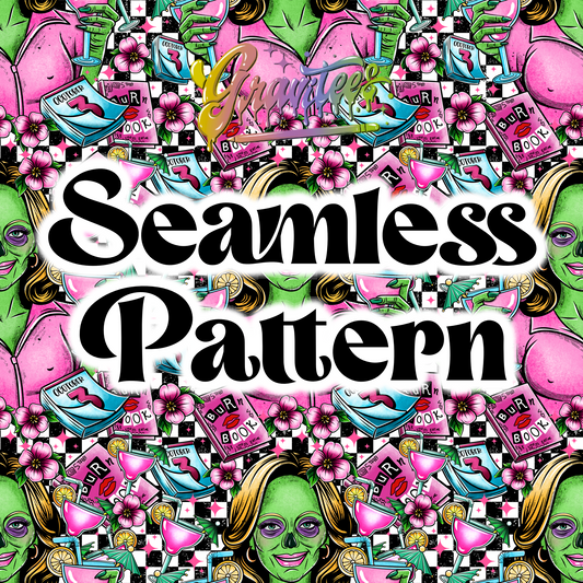 Ghoul Mom Seamless Design Png, Mean Ghouls Clipart, Trendy Horror Clipart for DTF  or Shirt Printing, PNG Only!