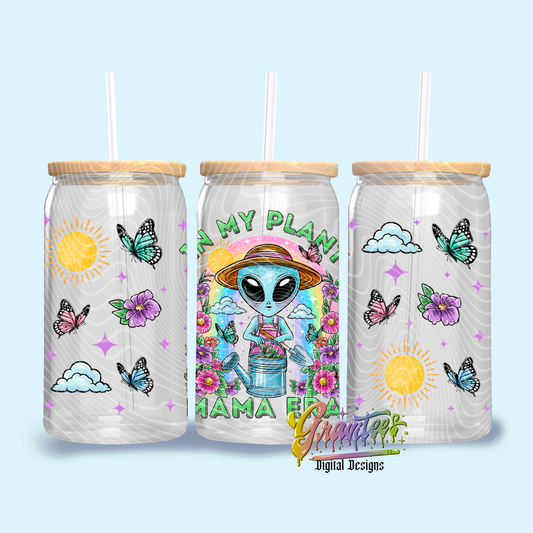 Alien Plant Mama Libbey Design Png, Springtime Libbey Template for UVDTF or Sublimation Printing, PNG Only!