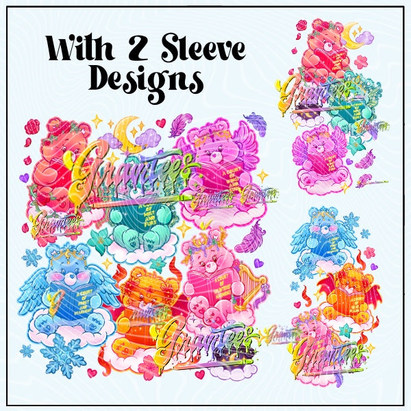 Fantasy Reading Bears With 2 Sleeve Designs Png for DTF or Shirt Printing, PNG Only!