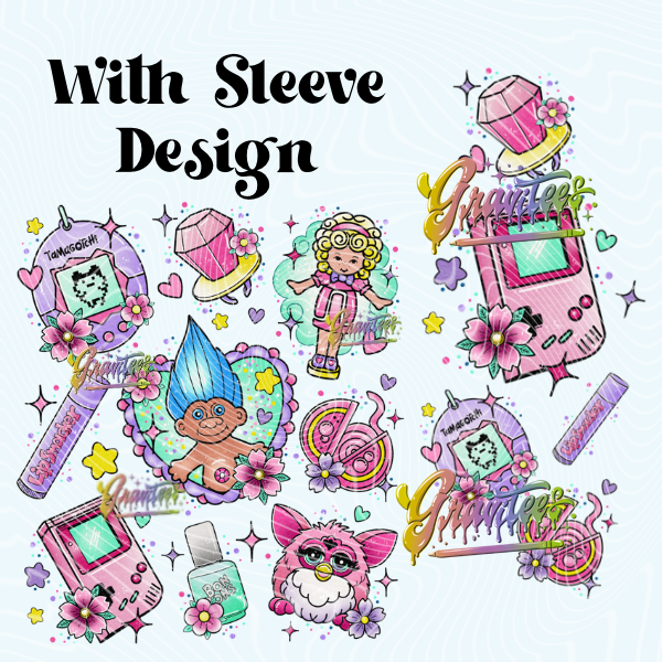 90’s Throwbacks Design with Sleeve Png, 90s Clipart, Troll Clipart, Clipart for DTF or Shirt Printing, PNG Only!