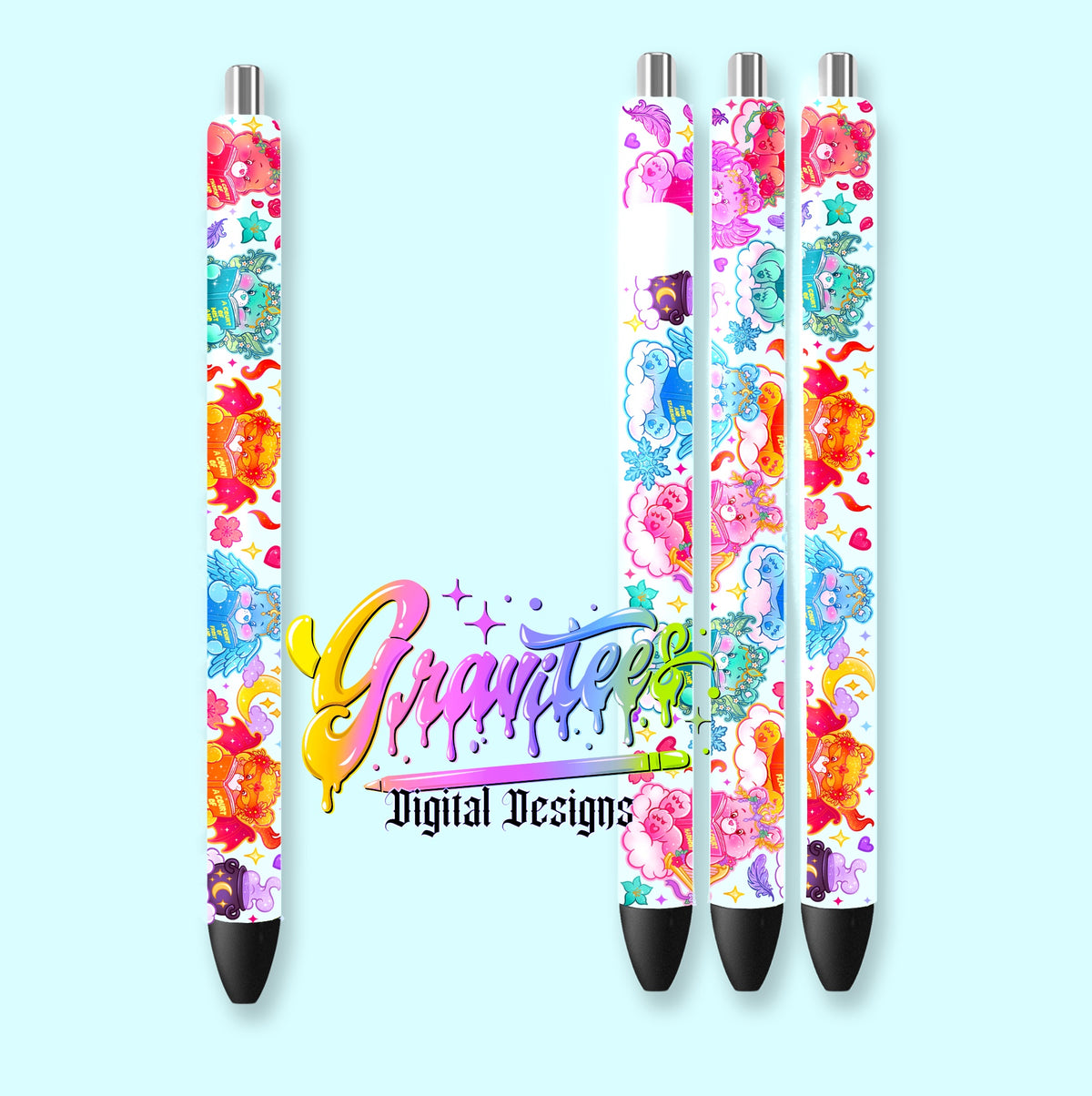 Fantasy Reading Bears Pen Wrap Designa Png for DTF or Shirt Printing, PNG Only!