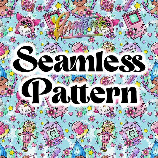 90’s Throwbacks Seamless Design  Png, 90s Clipart, Troll Clipart,  Clipart for DTF or Shirt Printing, PNG Only!