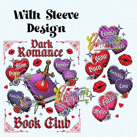 Dark Romance Book Club Design with Sleeve Design Png for DTF or Shirt Printing, PNG Only!