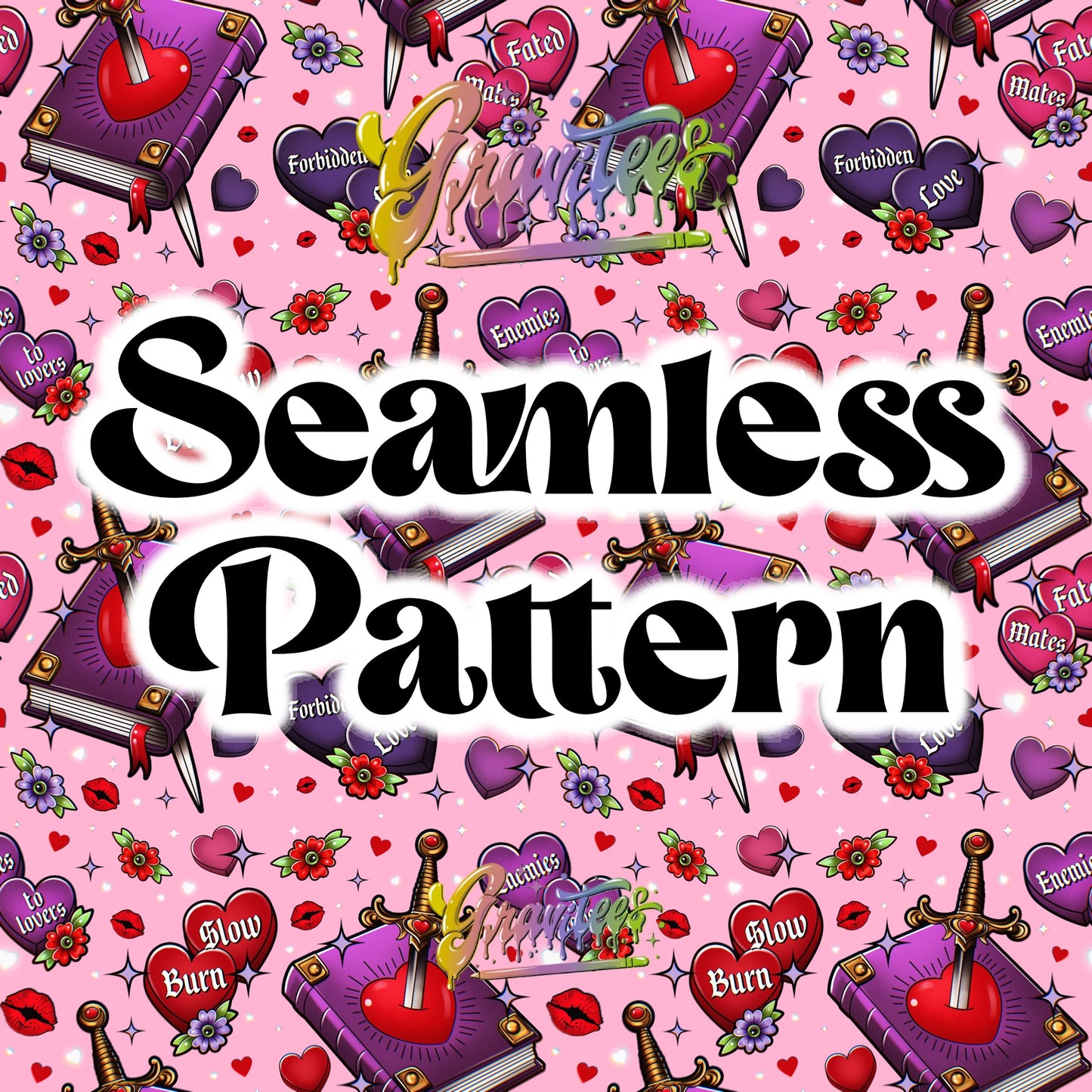 Dark Romance Book Club Seamless Design Png for DTF or Shirt Printing, PNG Only!
