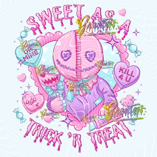 Sweet as A Treat Png, Valentine Candy Hearts Horror PNG for DTF  or Shirt Printing, PNG Only!