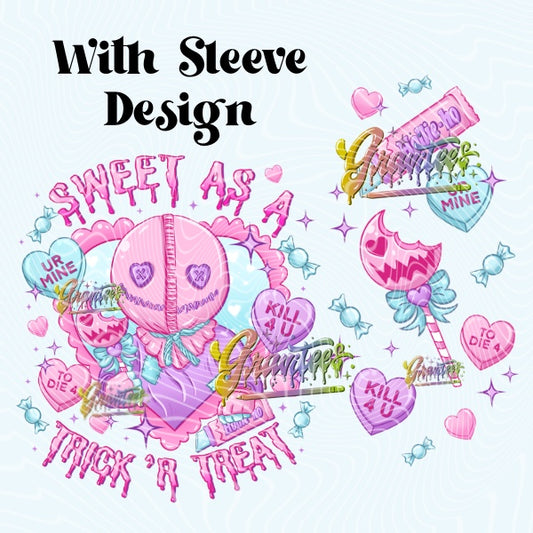 Sweet as A Treat Png with Sleeve Design, Valentine Candy Hearts Horror PNG for DTF  or Shirt Printing, PNG Only!