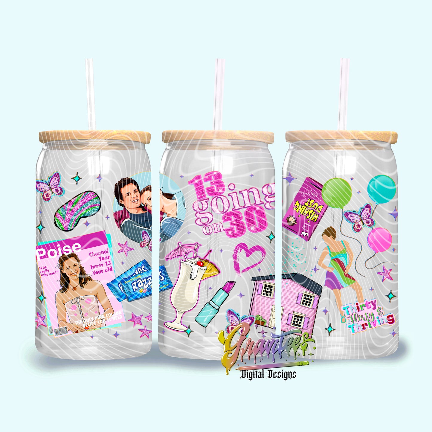 Birthday Movie 16oz Tumbler Template Design PNG, for UVDTF or Sublimation Printing PNG Only