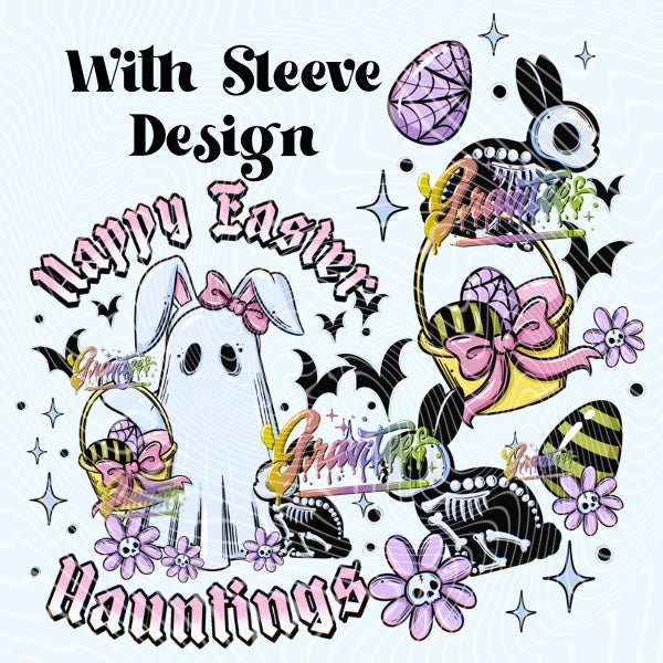 Easter Hauntings Design with Sleeve Design Png, Gothic Easter PNG, Spring PNG for DTF or Shirt Printing, PNG Only