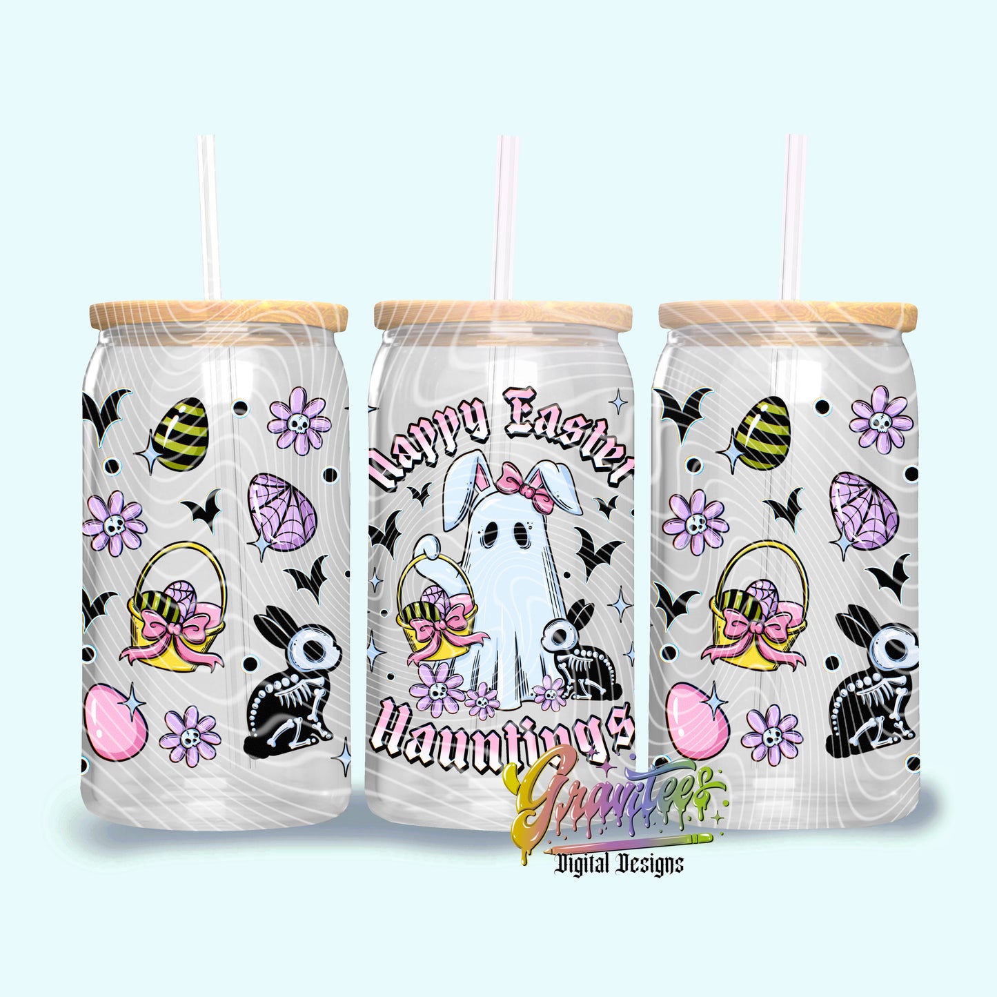 Easter Hauntings 16oz Tumbler Template Design PNG, for UVDTF or Sublimation Printing PNG Only