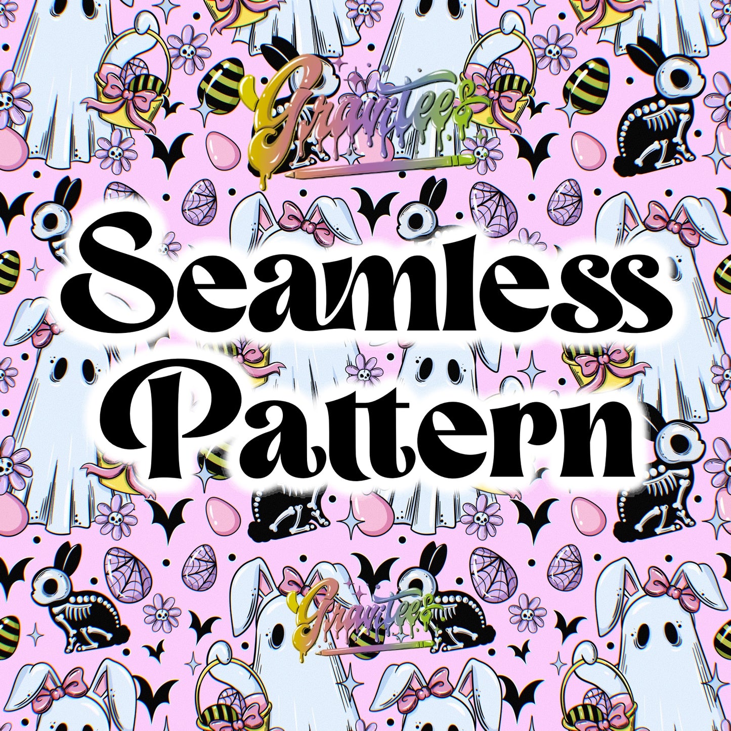 Easter Hauntings Seamless Design Png, Gothic Easter PNG, Spring PNG for DTF or Shirt Printing, PNG Only