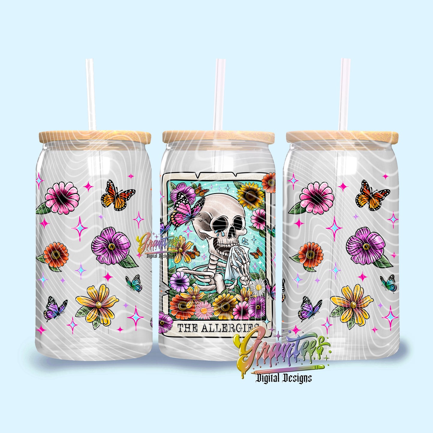 The Allergies Tarot Skeleton Libbey Template Design Png, Libbey Template Skeleton for UVDTF or Sublimation Printing, PNG Only!