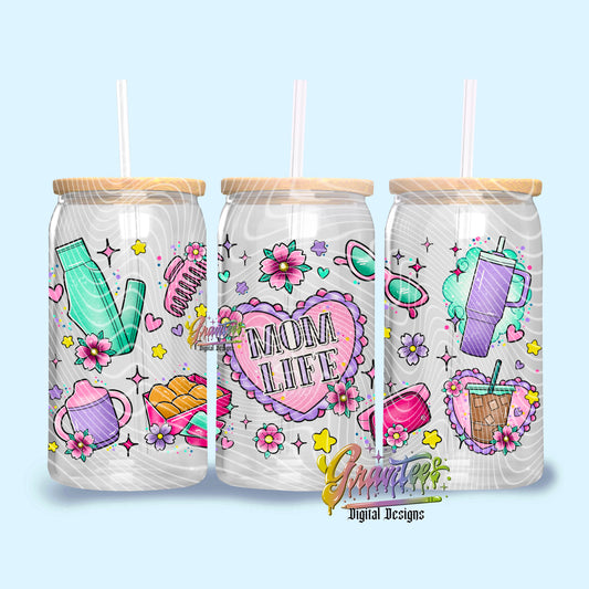 Mom Life Libbey Template Design Png, Motherhood Libbey Template UVDTF or Sublimation Printing, PNG Only!